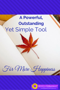Happiness Tool. This is wonderful to help you achieve more happiness in your life each and every day.
